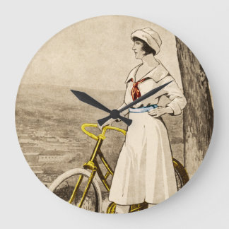 Grande Horloge Ronde Vintage 1920 s Woman Bicycle Advertisement