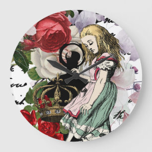 Grande Horloge Ronde Vintage Alice au pays des merveilles