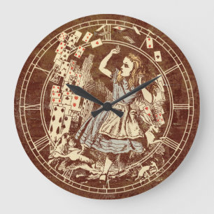 Grande Horloge Ronde Vintage Alice Lecture Cartes Vol