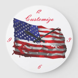 Grande Horloge Ronde Vintage American Flag Thunder_Cove