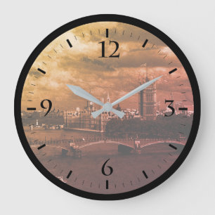 Grande Horloge Ronde Vintage Angleterre Londres La Tamise