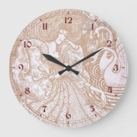Vintage Art Nouveau Crème Floral Femme & Swans