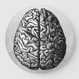GRANDE HORLOGE RONDE VINTAGE BRAIN DRAWING CLOCK