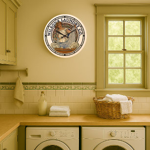 Grande Horloge Ronde Vintage époque victorienne Art nouveau blanchisser