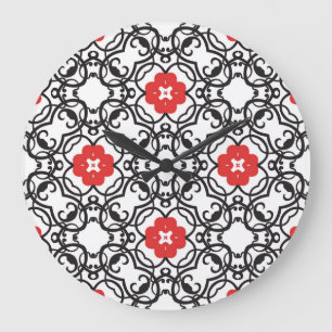 Grande Horloge Ronde Vintage floral intemporel : sans couture classique