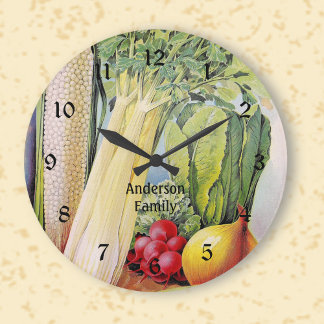 Grande Horloge Ronde Vintage Garden Vegetable