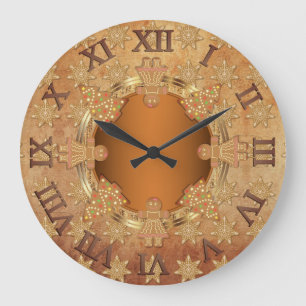 Grande Horloge Ronde Vintage Gâteau de Noël au Gingembre