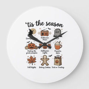 Grande Horloge Ronde Vintage Halloween Season Checklist Shirt Design_1