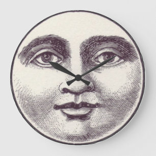 Grande Horloge Ronde Vintage homme dans la pleine lune visage lune