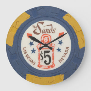 Grande Horloge Ronde Vintage Las Vegas Poker Chip