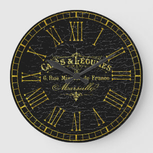 Grande Horloge Ronde Vintage Look Café français