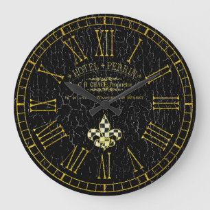 Grande Horloge Ronde Vintage Look Hôtel Français
