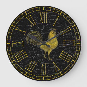 Grande Horloge Ronde Vintage Look Rooster