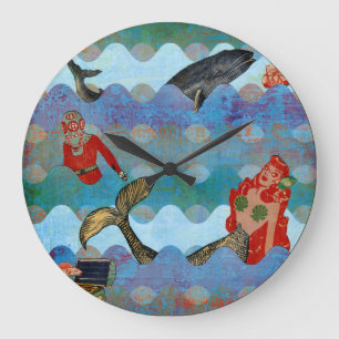 Grande Horloge Ronde vintage mermaid