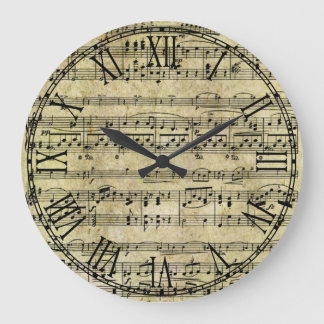 Grande Horloge Ronde Vintage Old Music Notes Texture papier