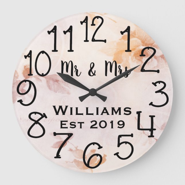 Grande Horloge Ronde Vintage Personalized Antique Floral Custom (Recto)
