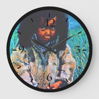 Grande Horloge Ronde Vintage USA Alaska eskimo garçon
