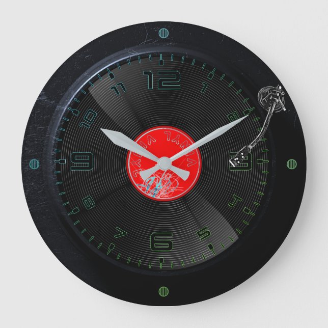 Grande Horloge Ronde Vinyl Vibes Retro Wall Clock (Recto)