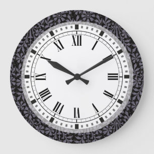 Grande Horloge Ronde Violet vintage à fleurs Renaissance