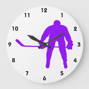Grande Horloge Ronde Violet violet de hockey sur glace