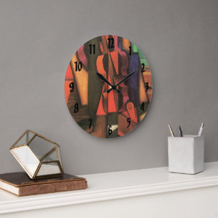 Grande Horloge Ronde Violon et guitare de Juan Gris, Art Cubisme Vintag
