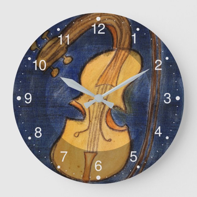 Grande Horloge Ronde Violon surréaliste (Recto)