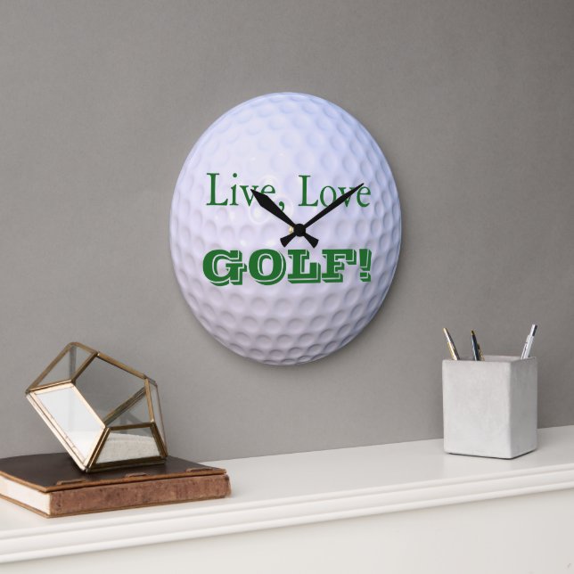 Grande Horloge Ronde Vis, Amour, GOLF ! | Golfball (Bureau)