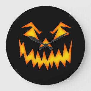 Grande Horloge Ronde Visage Citrouille effrayant