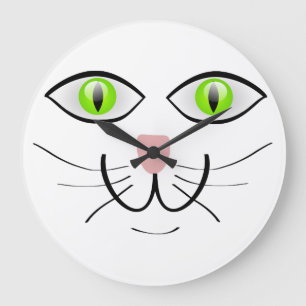 Grande Horloge Ronde visage de chats drôles