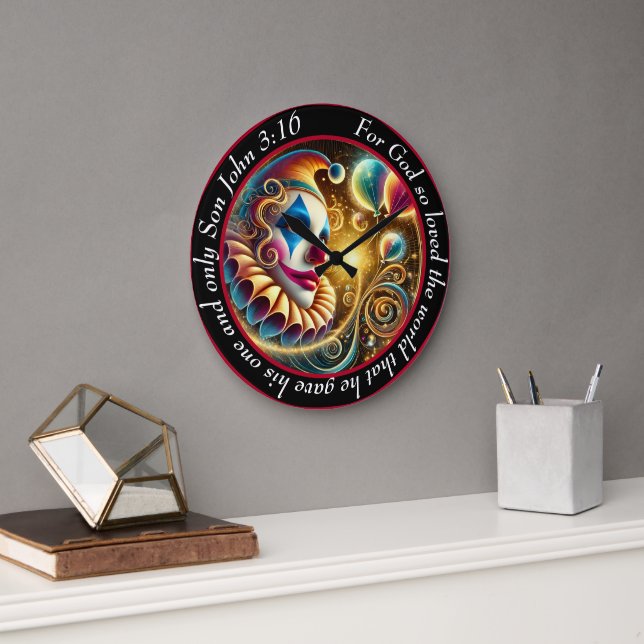 Grande Horloge Ronde Visage de clown lunaire (Bureau)