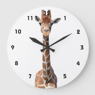 Grande Horloge Ronde Visage mignon de girafe