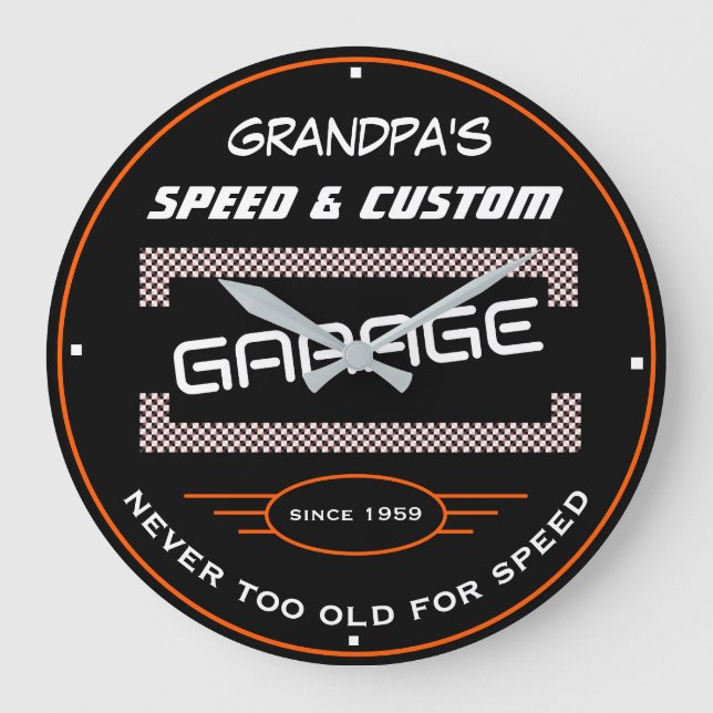 Grande Horloge Ronde Vitesse de grand-père et Garage personnalisé Funny (Recto)