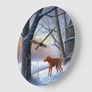 Grande Horloge Ronde Vizla Laisser neiger Noël