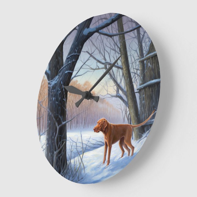 Grande Horloge Ronde Vizla Laisser neiger Noël (Angle)