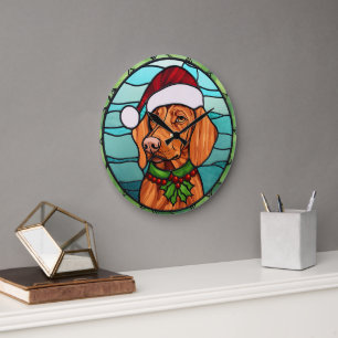 Grande Horloge Ronde Vizsla Vitraux de Noël