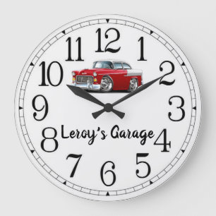 Grande Horloge Ronde Voiture classique rouge et blanche du garage de