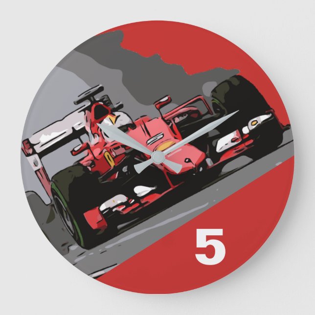 GRANDE HORLOGE RONDE VOITURE RED RACE - JAMAIS RELEVÉ (Recto)