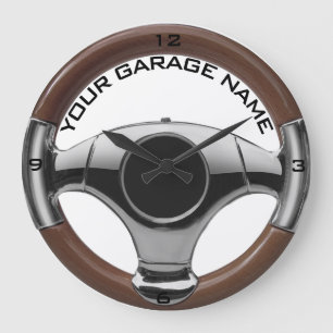 Grande Horloge Ronde volant en bois vintage de chrome de voiture de