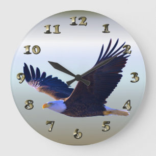 Grande Horloge Ronde Voler d'Eagle chauve
