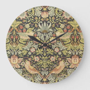 Grande Horloge Ronde Voleurs de fraises par William Morris, Art vintage