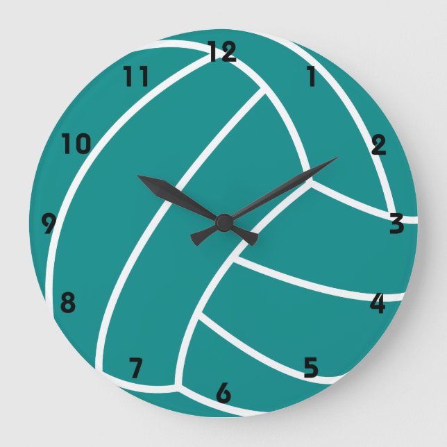 Grande Horloge Ronde Volleyball vert turquoise (Recto)