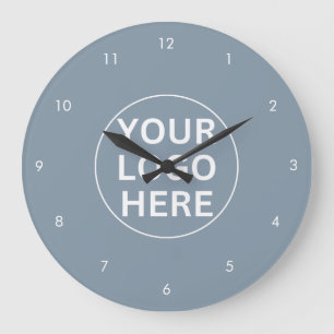 Grande Horloge Ronde Votre logo professionnel Dusty Blue Promo