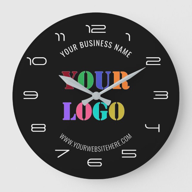 Grande Horloge Ronde Votre nom de logo Site Web Police personnalisée /  (Recto)