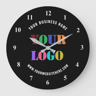 Grande Horloge Ronde Votre texte de logo d'entreprise Exemple d'horloge