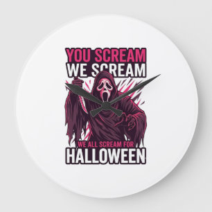 Grande Horloge Ronde Vous criez Nous Halloween Ghostface Couteau Sangla