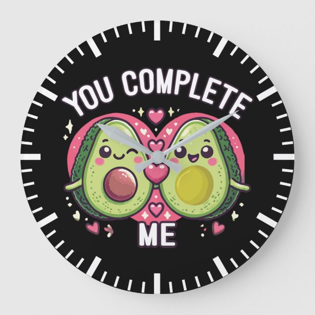 Grande Horloge Ronde Vous Me Complétez - Cute Avocado Couple (Recto)