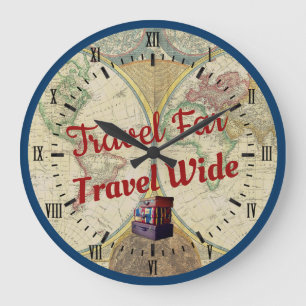 Grande Horloge Ronde Voyage lointain du monde de voyage vintage