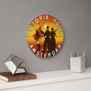 Grande Horloge Ronde Voyage Vintage, Hôtel Victoria, Amsterdam, Holland