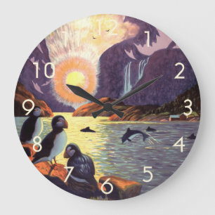 Grande Horloge Ronde Voyage Vintage, Norvège, Terre du Soleil de Minuit