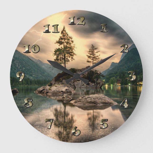 Grande Horloge Ronde Voyages nature - Montagnes d'eau Paysage (Recto)